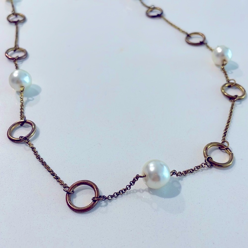 Faux pearl long necklace